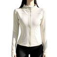 thumbnail image 2 of Junboys Women's Zip Up Running Jacket - Fleece Lined Fitted Activewear with Thumb Holes and Zippered Pockets, Perfect Fall Outfits and Zip Up Jackets, 2 of 5