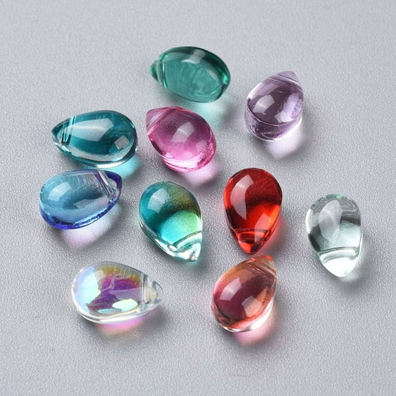 Transparent Glass Beads Top Drilled Beads Teardrop Mixed Color 9x6x5mm Hole: 1mm 200pc
