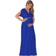 thumbnail image 2 of KOH KOH Long Maternity Pregnancy Short Sleeve V-Neck Full Floor Length Flowy Baby Shower Bridesmaid Evening Summer Tall Maxi Dress Gown For Women Cobalt Royal Blue Large US 12-14 NT278, 2 of 5