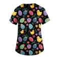 thumbnail image 5 of LTTVQM Women's Easter Scrub Tops Rabbits Eggs Print Happy Short Sleeve Scrub Tops Soft V-Neck Vacation Shirts with Pockets Orange S, 5 of 5