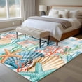 thumbnail image 4 of 5'x7' Area Rugs, Nautical Coastal Indoor Outdoor Area Rug for Living Room Bedroom, Summer Beach Shell Coral Seaweed Blue Plaid Washable Bathroom Rugs Kitchen Floor Carpet Mats Home Decor Aesthetic, 4 of 8