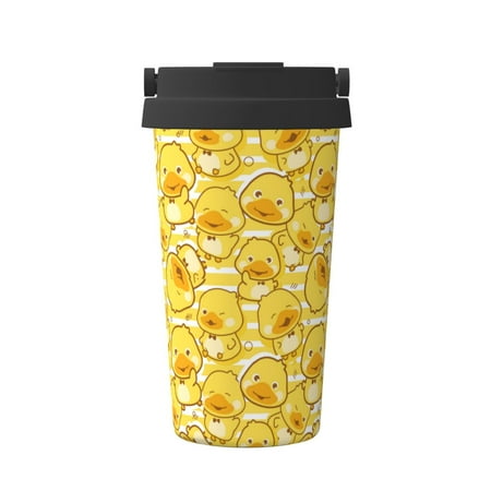 

Hirioo Cool Duck With Yellow Strip for Coffee Travel Mug Insulated Coffee Mug with Lid