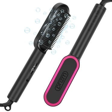 Prizm Small Professional Ceramic Tourmaline, Titanium Heated Hair Straightening Brush, 20s Fast Heating, Black