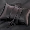 thumbnail image 2 of 6 Pieces Luxury Silky Black Bedding Satin Sheet Set Queen Size, 2 of 5