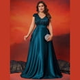 thumbnail image 3 of AURA Plus Size Evening Dress Deep V-Neck Sleeveless A-Line Party Wear Long Dress, 3 of 6