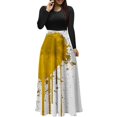thumbnail image 1 of Dress for Women Casual,3/4 Sleeve Dress,Womens Fashion Printed Long Sleeve Round-Neck Pullover Patchwork Dress, 1 of 5