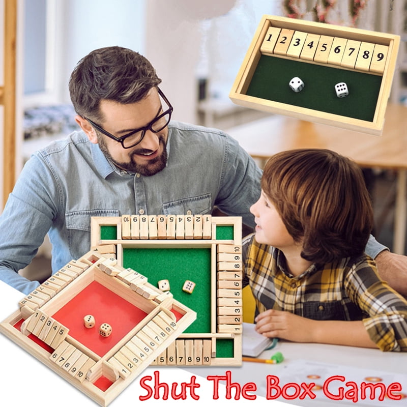 Shut The Box Wooden Number Game, 4/2 Sided Wooden Board ...