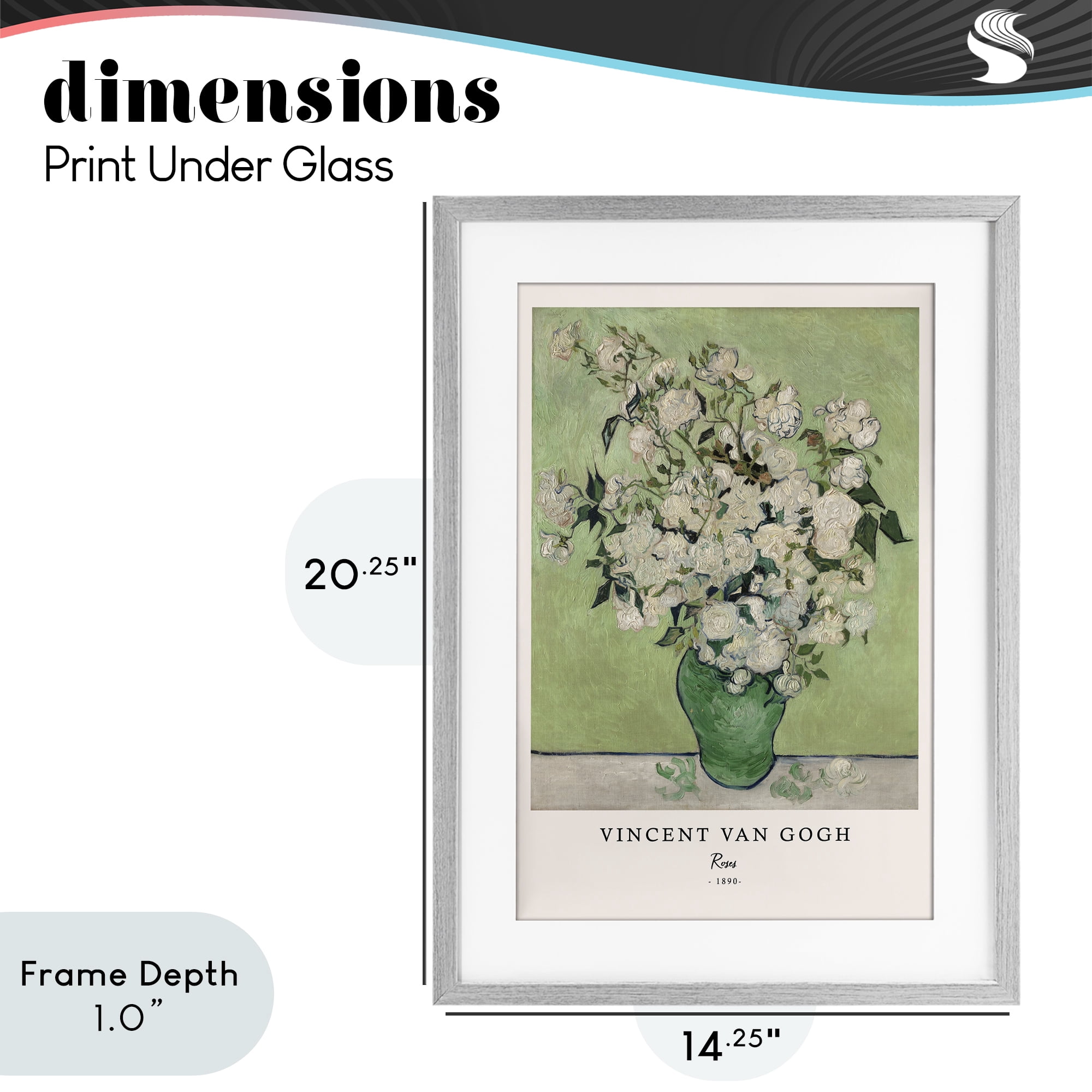 Stupell Industries Classic Roses Van Gogh Gray Framed Print Under Glass, design by Vintage Hustle
