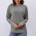 thumbnail image 2 of Posijego Women's Long Sleeve Shirts Crew Neck Solid Color Basic Tee Shirts Casual Loose Classic T-Shirts, 2 of 6