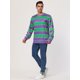 thumbnail image 4 of Camiseta de manga larga Lars Amadeus Cuello redondo a rayas para hombre Verde púrpura S, 4 of 6