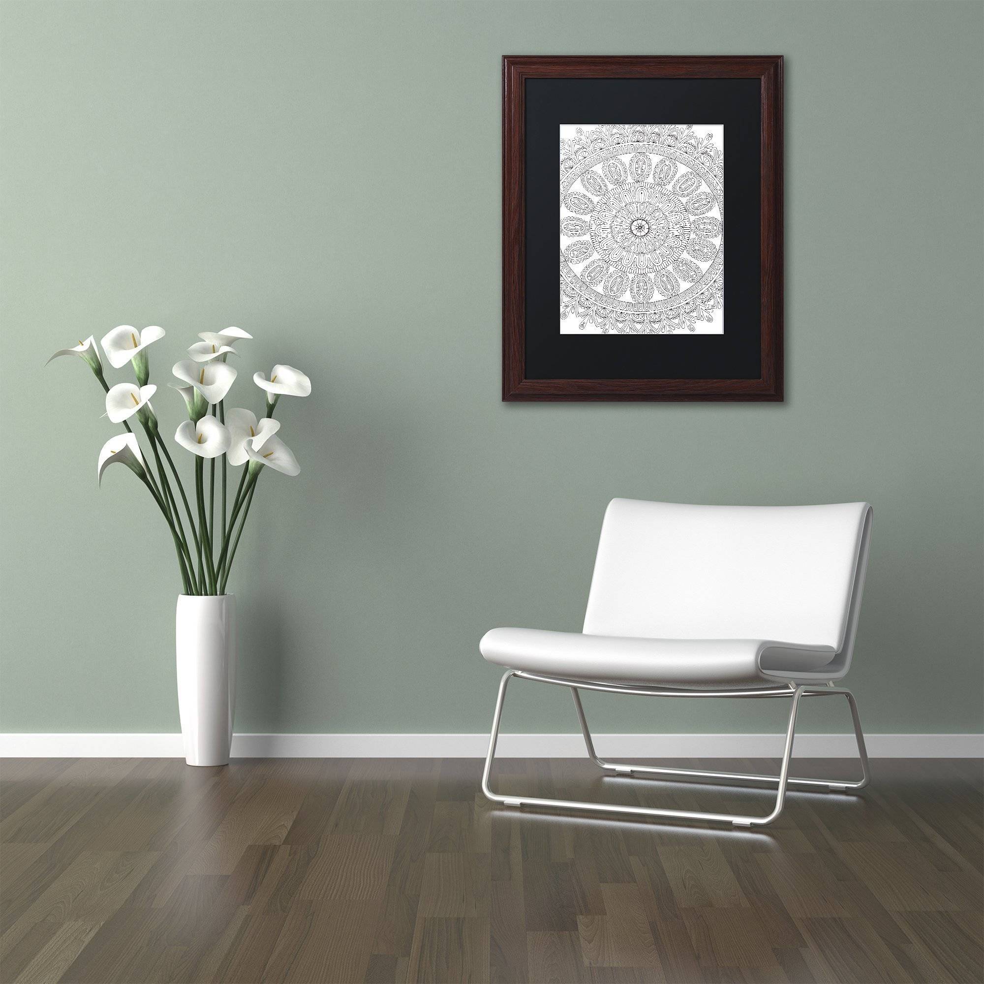 Trademark Fine Art "Mandala" Canvas Art by Hello Angel, Black Matte, Wood Frame