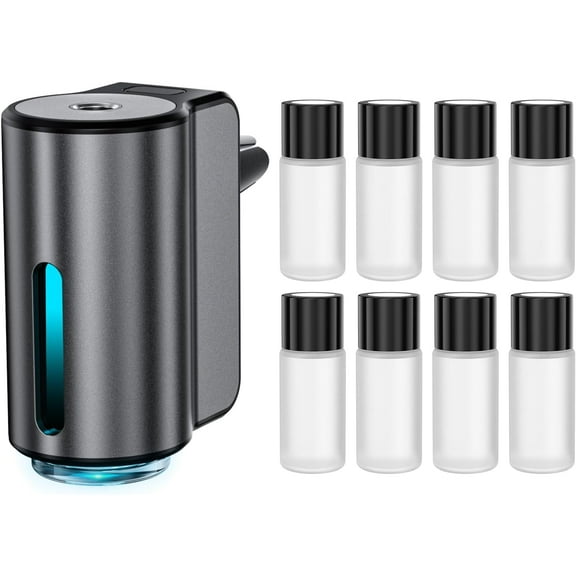 Smart Car Air Freshener, Car Air Freshener Diffuser, Car Diffuser Air Freshener with Three Adjustable Modes, Aromatizante para Carro, Car Diffuser with 8pcs Essential Oil(Black)