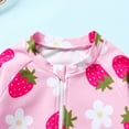 thumbnail image 4 of Happy Town Toddler Baby Girls Clothes 0-24M Summer Long Sleeve Zipper One-Piece Swimsuit + Hat Bathing Suit, 4 of 7