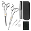 thumbnail image 1 of Juego de 11 piezas de tijeras de peluquería para el hogar, color negro, tijeras de dientes planos, tijeras para el cabello, 1 of 6