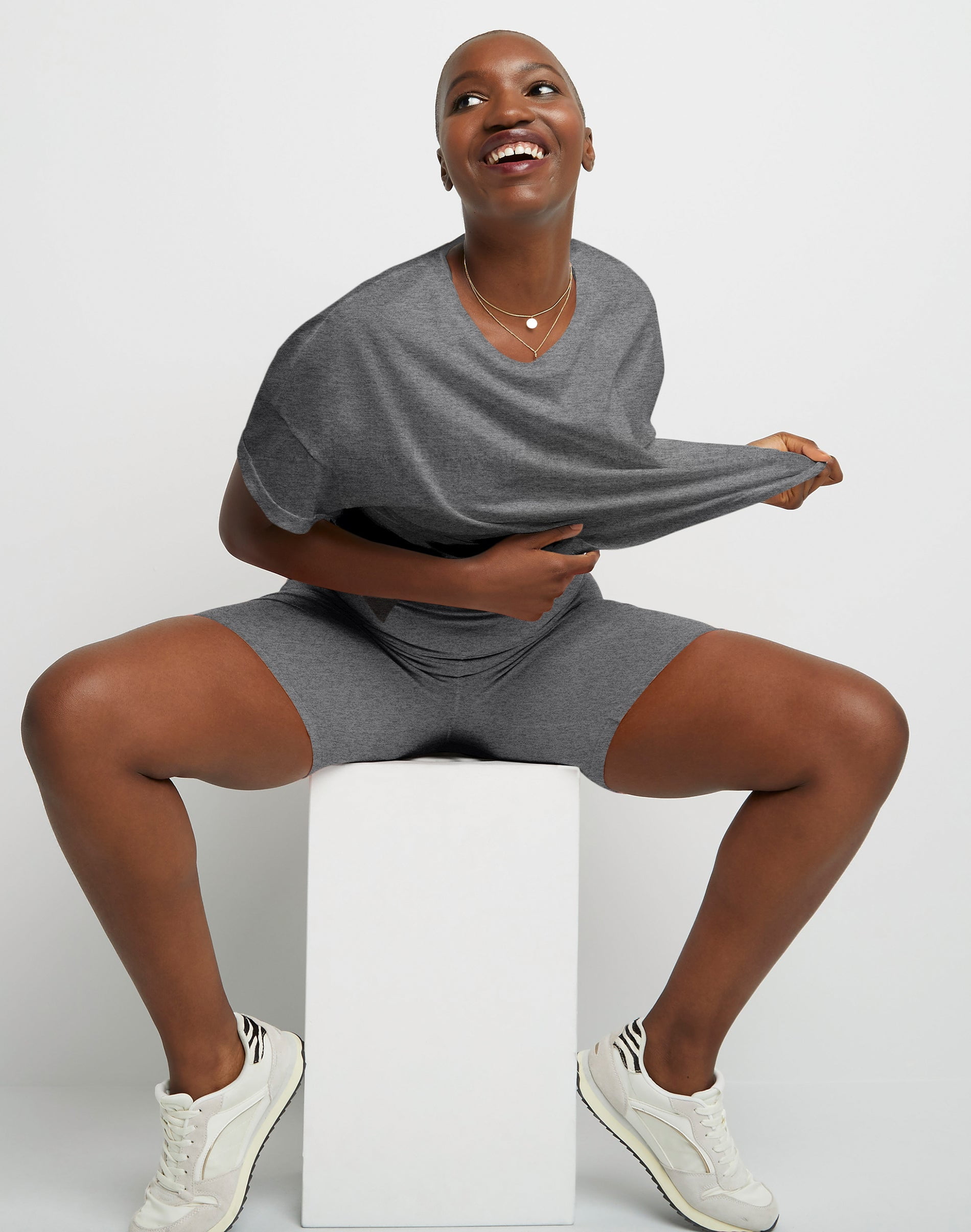 Hanes Women's Stretch Jersey Bike Shorts, 7" Charcoal Heather XL