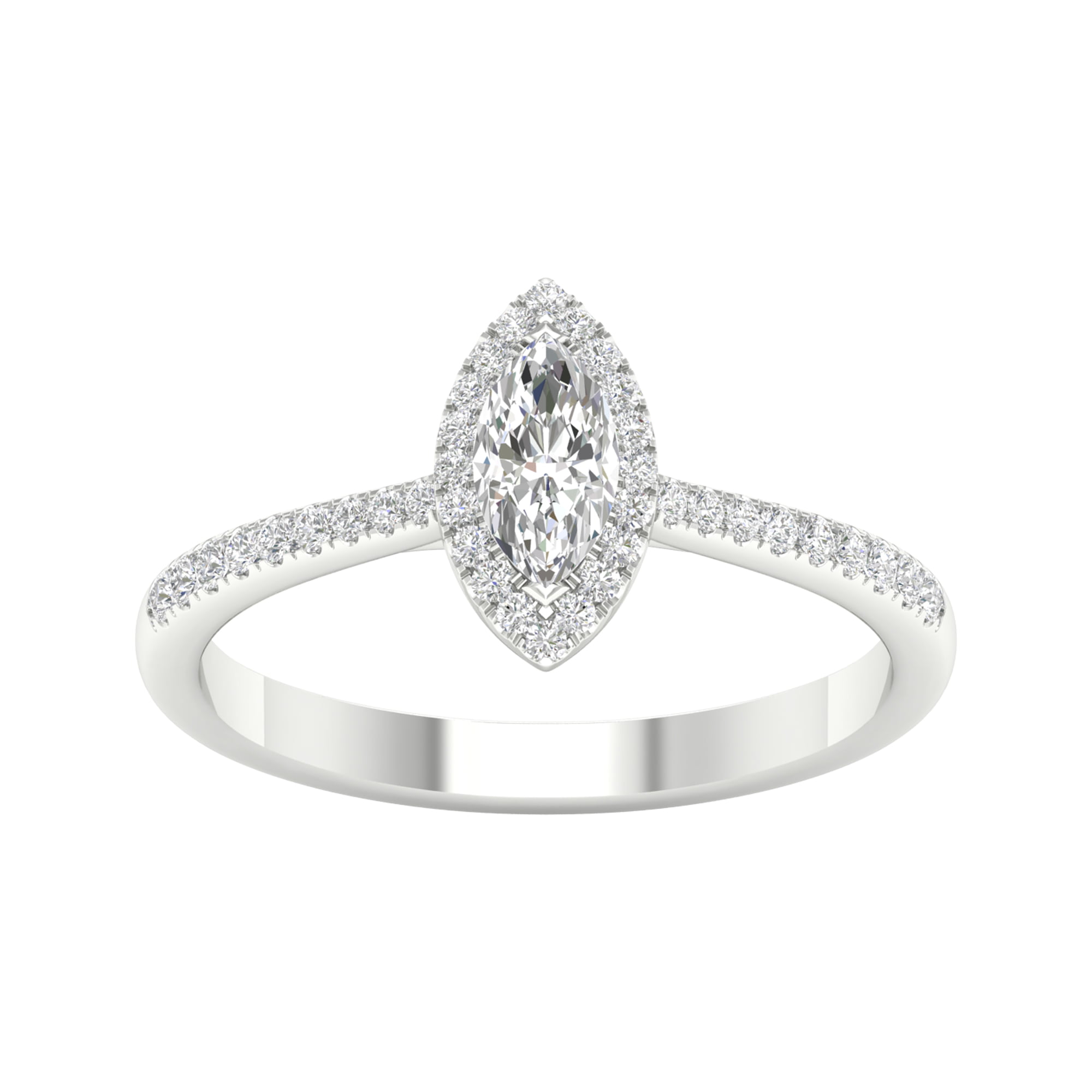 2 CT Halo Marquise Brilliant Cut Diamond Engagement Ring 14K White Gold Finish 