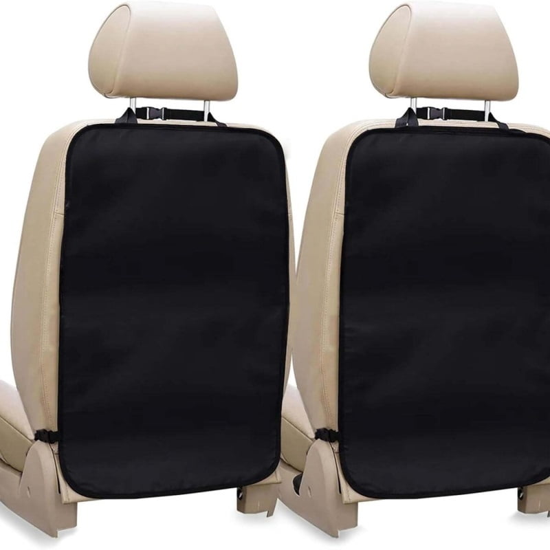 2 Pack Large Back Seat Protector for Kids Feet | Premium Waterproof Kick Mats | Durable Black Backseat Cover for Child to Protect from Dirt