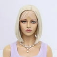 SAVWSDZK White Wig Short Bob Wigs For Women 12Inch Heat Resisting Middle Part Straight Synthetic