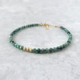 thumbnail image 4 of Emerald 3mm Round Shape Faceted Cut Beads 7 inch Adjustable Gold Plated Clasp Bracelet for men, women, unisex. Link Chain Stacking Bracelet.|LINK_02548, 4 of 5