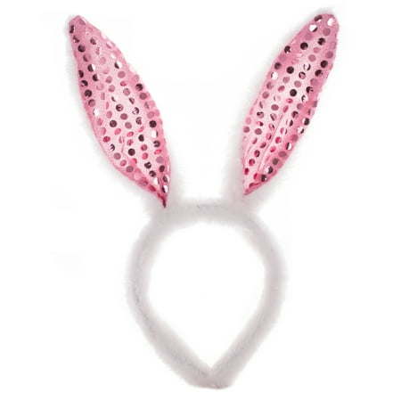 - Shiny Sequin Easter Rabbit Bunny Ears Costume Headband, One Size