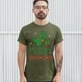 thumbnail image 3 of Tee Hunt The Struggle is Real T-Shirt Funny T-Rex Ugly Sweater Christmas Men's Tee, Military Green, X-Large, 3 of 5