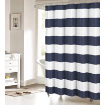 Fabric Shower Curtain: Nautical Stripe Design (Navy and White)-36x72inch