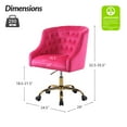 thumbnail image 6 of Modern Home Office Task Chair Swivel Rolling Computer Velvet Fabric Gold Legs Makeup Vanity Chairs Adult Bedroom Fushia, 6 of 8