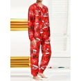 thumbnail image 3 of Couples Christmas Pajama Set Cute Print Hooded Zipper Rompers Loungewear Soft Sleepwear for Women Men Nightwear, 3 of 5