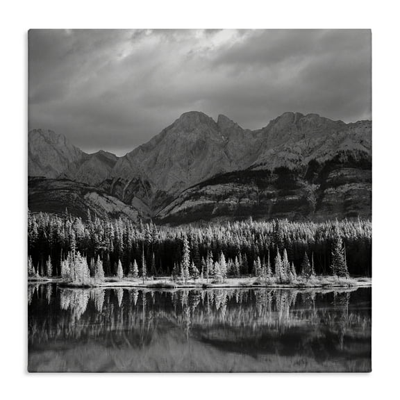 Stupell Industries Two Jack Lake Landscape Landscape & Nature Photography Wrapped Canvas Art Print Wall Art, 17 x 17