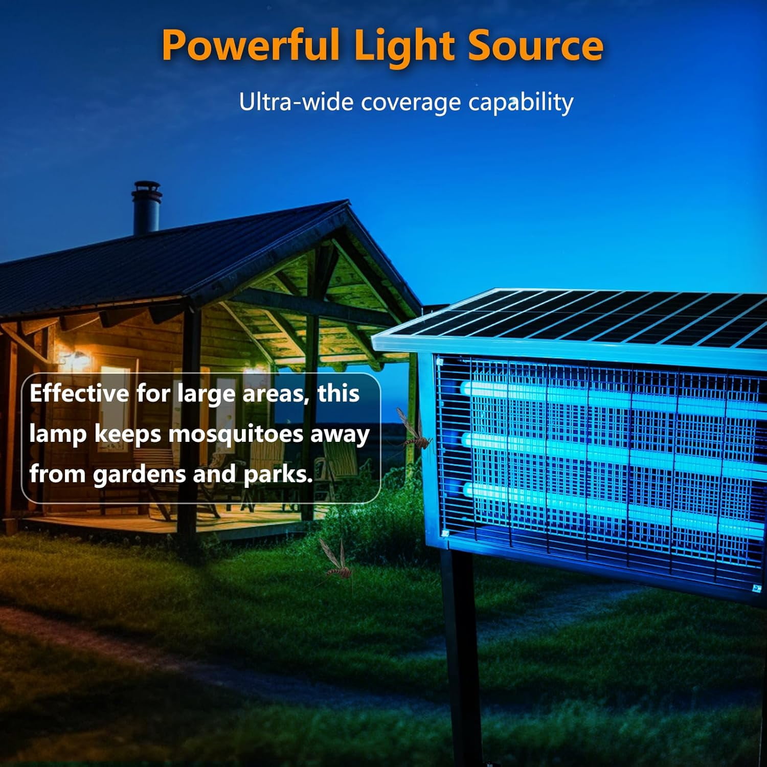 Powerful large-scale solar-powered insect killer suitable for outdoor use, covers 4000 square feet, rechargeable mosquito killer equipped with a high-power waterproof solar panel, suitable for yards