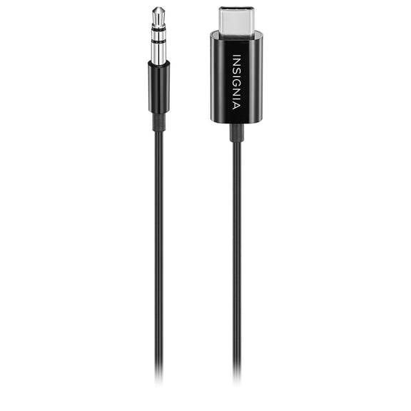 Insignia™ 0.91m (3 ft.) USB-C to 3.5mm Audio Plug Cable – Digital to Analog Adapter for Headphones, Speakers & Car Stereo – Black