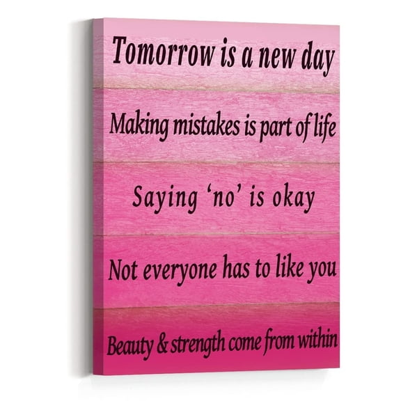 Pink Inspirational Quotes Wall Art poster Tomorrow Is a New Day Wall Art,Hot Pink Office Wall Decor,Motivational Canvas Wall Decor for Women Teen Girls Room poster
