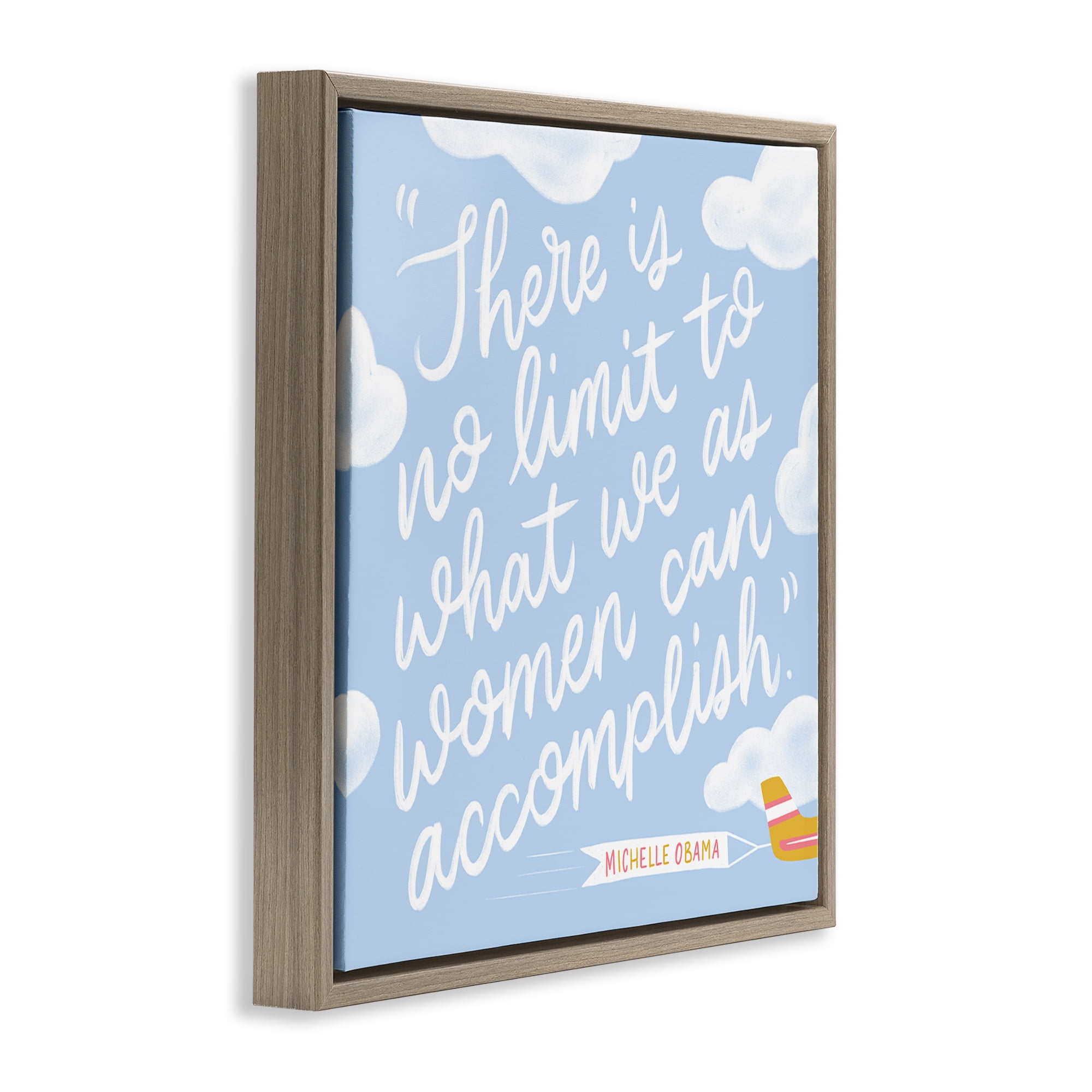 Stupell Industries Women Accomplishment Quote Text & Numbers Painting Brown Floater Framed Canvas Art Print Wall Art, 25 x 25