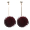 thumbnail image 1 of 1 Pair Lovely Long Drop Earrings Women Fluffy Ball Dangle Ear Rings Simple Pearl Soft Ear Studs, 1 of 7