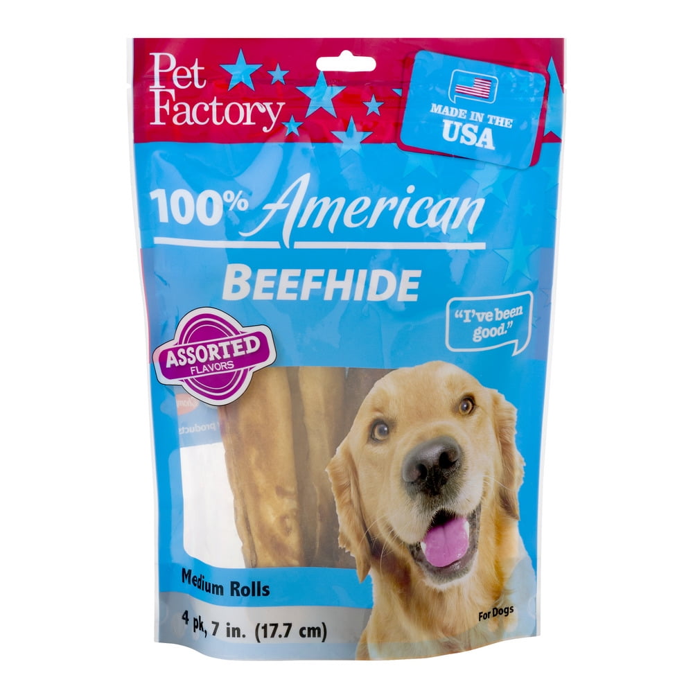Pet Factory 100 Beefhide Assorted Flavors Medium Rolls Dog Chews (4