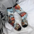 thumbnail image 5 of Sigee Red Train Hot Air Balloon for Contrast Design Soft Moisture-Wicking Socks Crew Casual Athletic Stretchy Loose Middle Tube Socks, 5 of 6