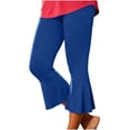 thumbnail image 3 of Horkkom Flare Leggings for Women Solid Color Elastic Waist Capri Leggings Casual Workout Yoga Pants L, 3 of 7