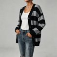 thumbnail image 6 of yillto Women Cardigan V Neck Button down Striped Sweater Knit Long Sleeve Loose Cardigans S-XXXL, 6 of 7
