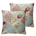 thumbnail image 2 of Nawypu  Pink and Green Rose Patchwork Quilted Decorative Square Throw Pillow Covers Set with Ruffles Cushion Case for Couch Sofa Bed,Pack of 2, Pink Green White, 2 of 6
