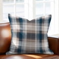 thumbnail image 2 of Vintage Plaid Throw Pillow Cover Brown Navy Plaid Texture Abstract Art Cotton Linen Cushion Cover Throw Pillow Case with Invisible Zipper for Couch Sofa Bed Chair Car 18x18 Inch, 2 of 9