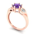 thumbnail image 2 of Three-Stone Engagement Ring for Women - 1.72ct Natural Amethyst in 18K Rose Gold Promise Ring, 2 of 6
