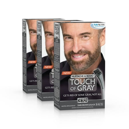Just For Men Touch Of Gray Mustache and Beard, Easy Brush-In Facial Hair Color Gel, Dark Brown & Black, Shade B-45/55 (Pack of (Best Beard Dye For Stubble)
