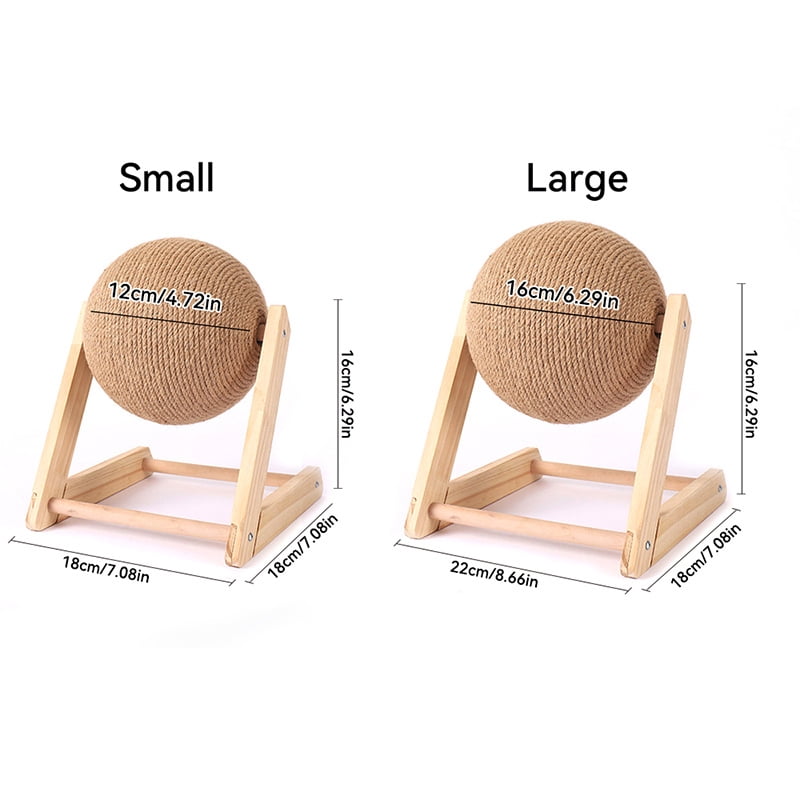Striped Wooden Interactive Kitten Play Ball - Durable Sisal Rope Scratching Surface for Grinding Claws, Medium Breed Suitable, Indoor Cat Toy for Aggressive Scratching and Playtime Fun