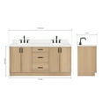 thumbnail image 3 of Ariel Kelly 72 Inch Double Oval Sink Bathroom Vanity With Carrara White Quartz Countertop 1.5 Inch Edge In White Oak, 3 of 12