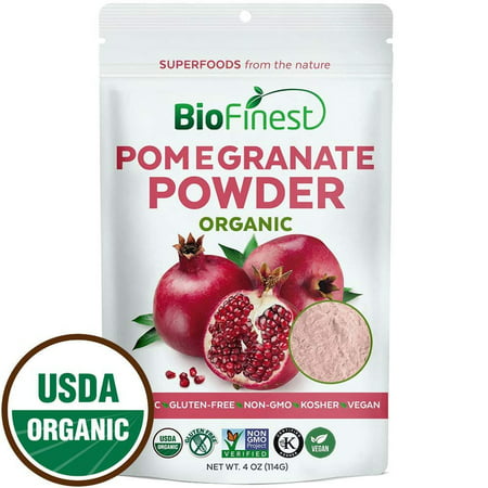 Biofinest Pomegranate Juice Powder - 100% Pure Freeze-Dried Antioxidants Superfood - USDA Certified Organic Kosher Vegan Raw Non-GMO - Boost Digestion Skin Care - For Smoothie Beverage Blend (4