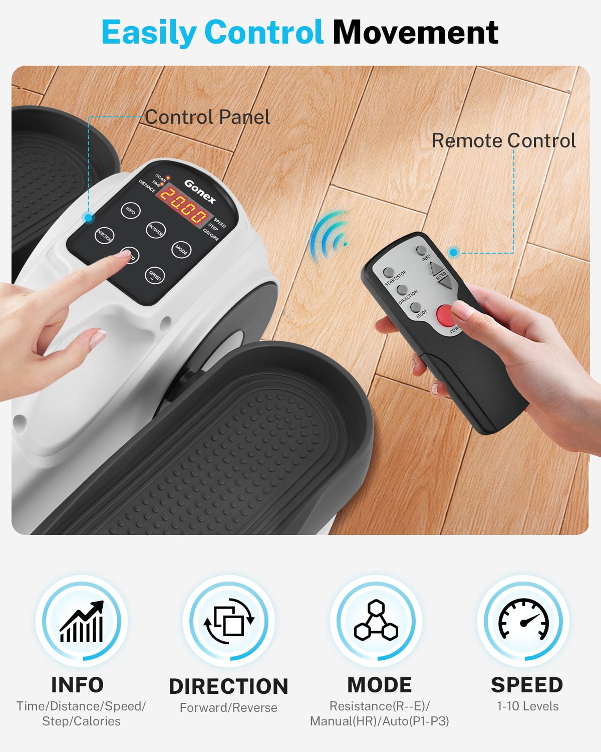 Gonex Under Desk Elliptical Machine for Seniors, Electric Pedal Exerciser with 10 Resistance Levels, Remote Control, Fully Assembled