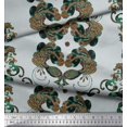 thumbnail image 2 of Soimoi Polyester Crepe Fabric Quatrefoil & Peacock Bird Print Fabric by The Yard 42 Inch Wide, 2 of 3