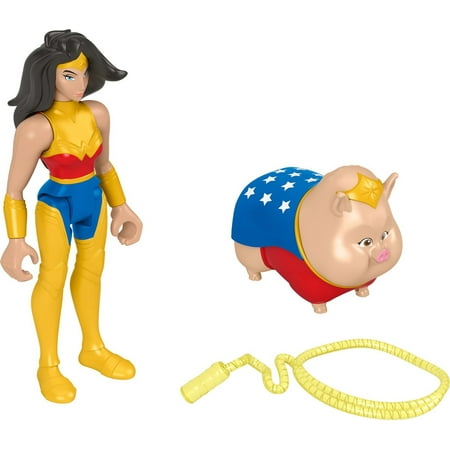 Fisher-Price DC League of Super-Pets Wonder Woman & PB Poseable Figure Set, 3 Pieces