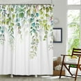 thumbnail image 3 of SPXUBZ Green and White Eucalyptus Shower Curtain Teal Plant Watercolor Leaf Bathroom Shower Curtains Nature Botanical Floral Bath Curtain 72x72 inches, 3 of 7
