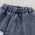 thumbnail image 4 of Girls Summer Outfit Sets 2 Piece Short Sleeve Graphic T-shirt & Raw Hem Denim Skirt Spring Summer Casual Girls' Clothing Sets (LA-Grey 3T-4T), 4 of 7